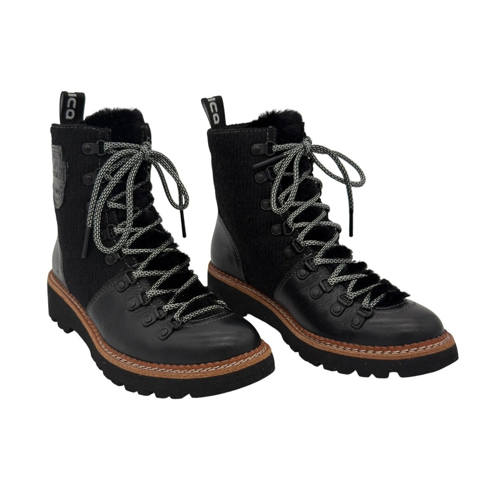 Bionica Darlene All-Weather Black Leather‎ Wool Hiker Boots NWOT Fits 7–7.5